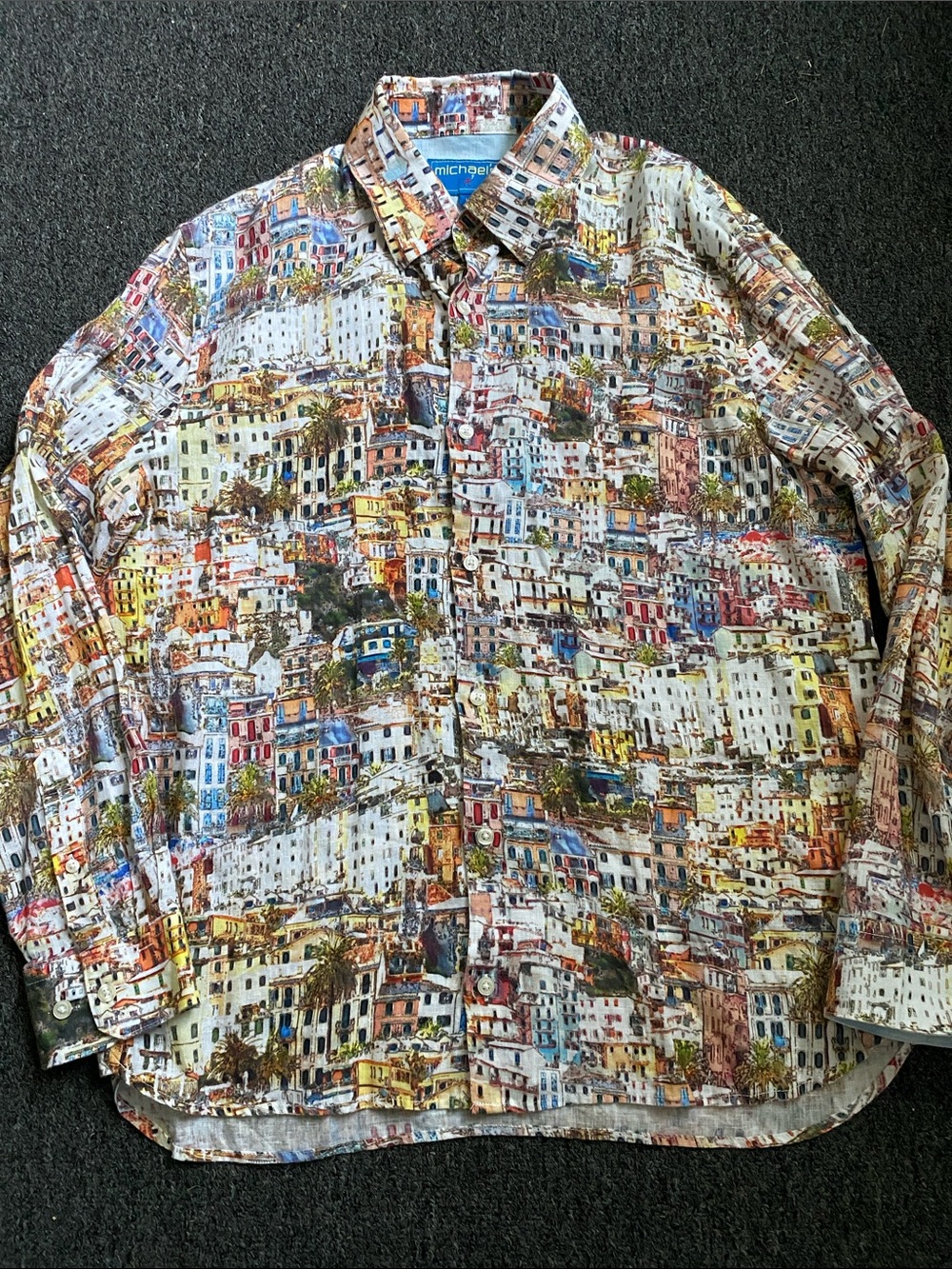 Michaels Multicolor Scenic Print Button-Down Shirt